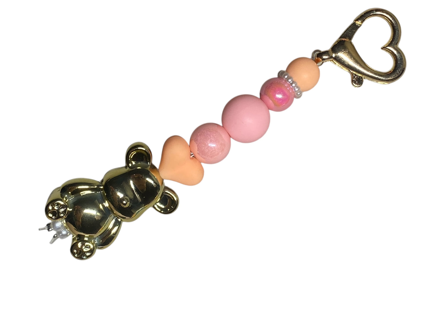 Gold teddy bear keychain