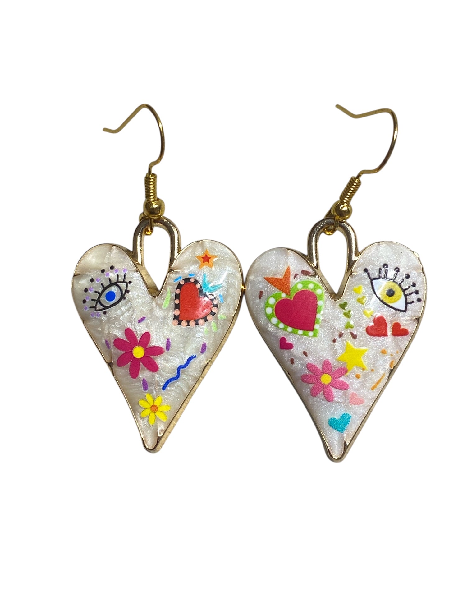 Handcrafted Heart Earrings – Hand-Painted & Assembled with Love