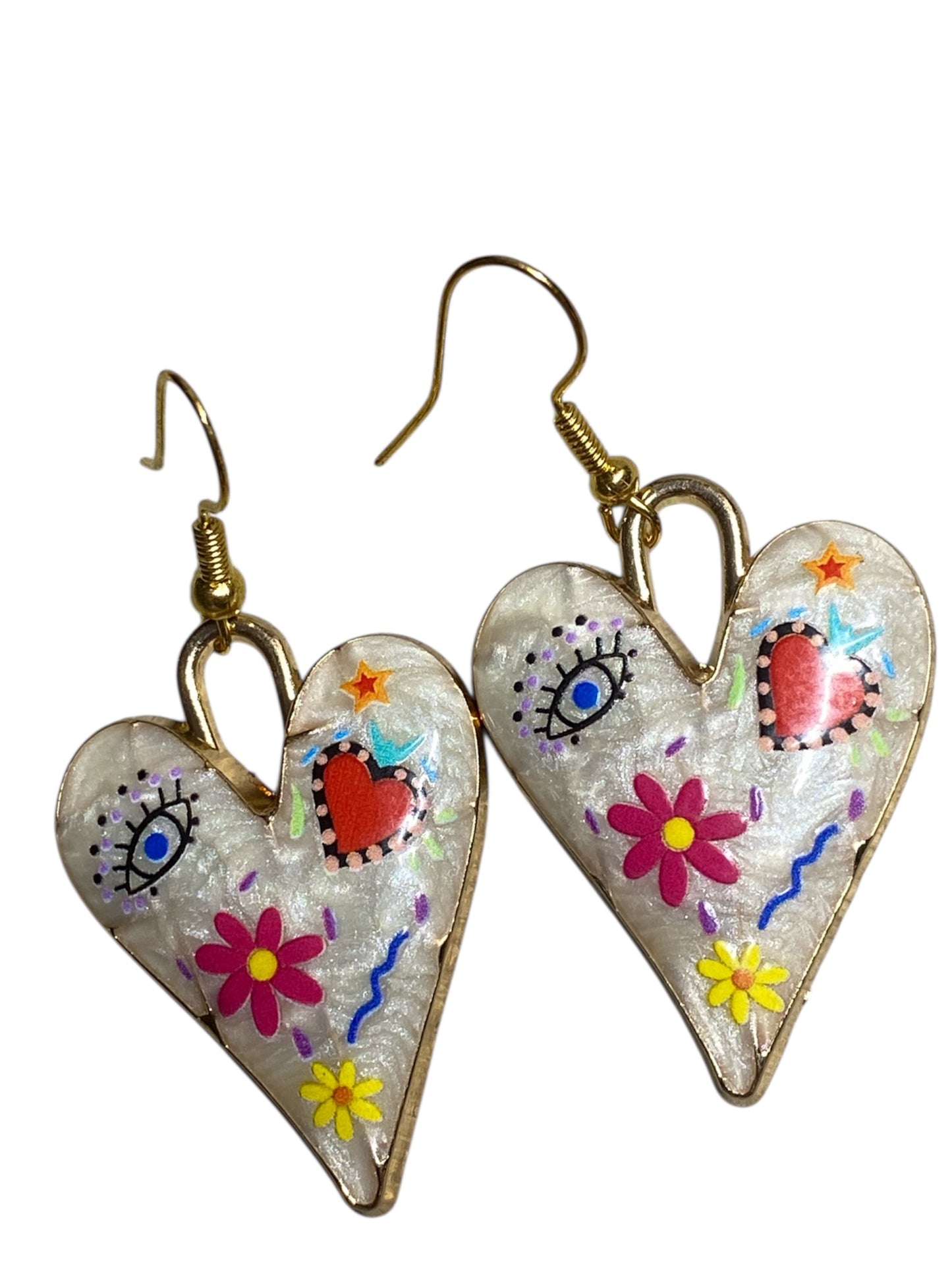 Handcrafted Heart Earrings – Hand-Painted & Assembled with Love