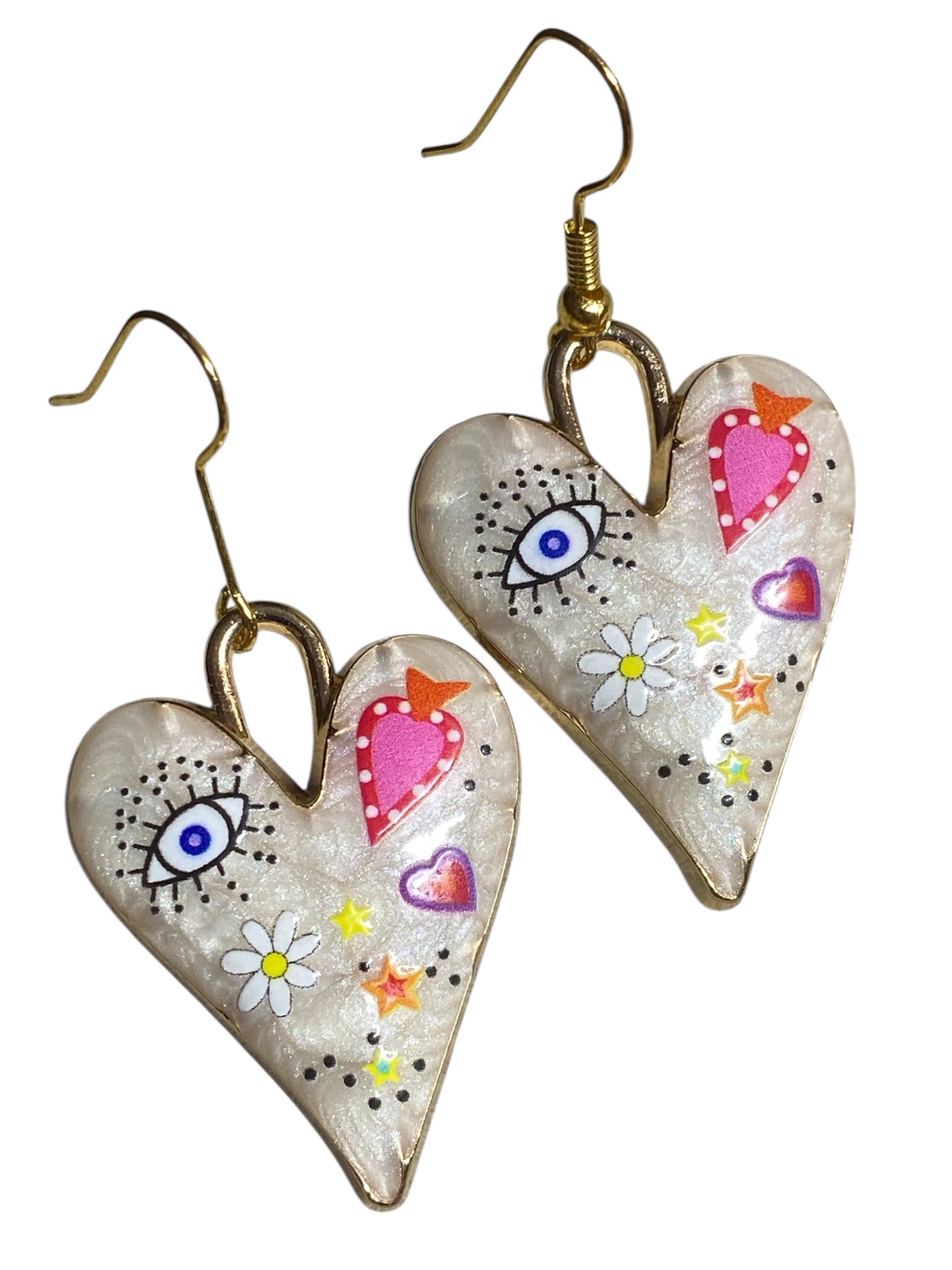 Handcrafted Heart Earrings – Hand-Painted & Assembled with Love