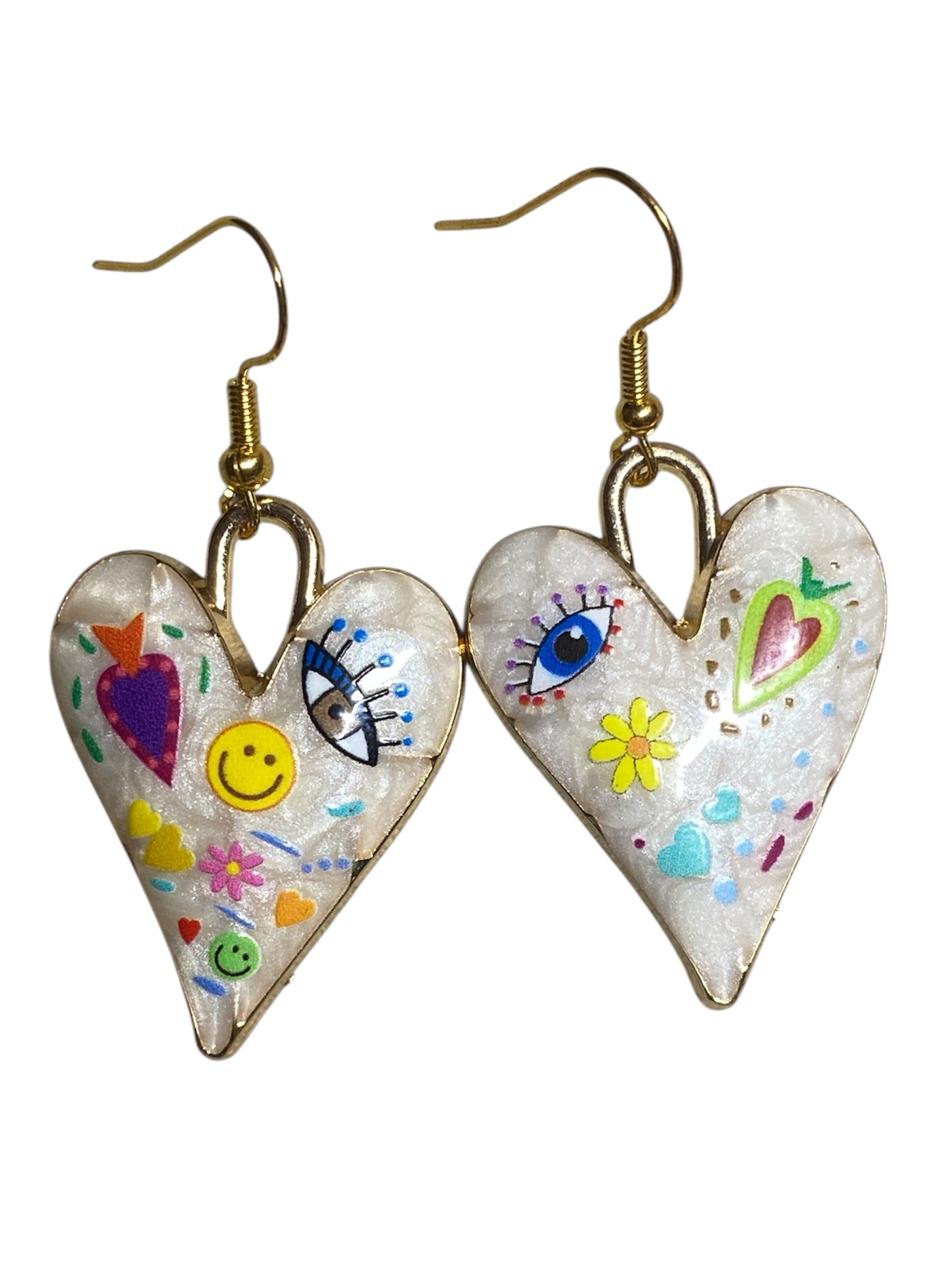 Handcrafted Heart Earrings – Hand-Painted & Assembled with Love
