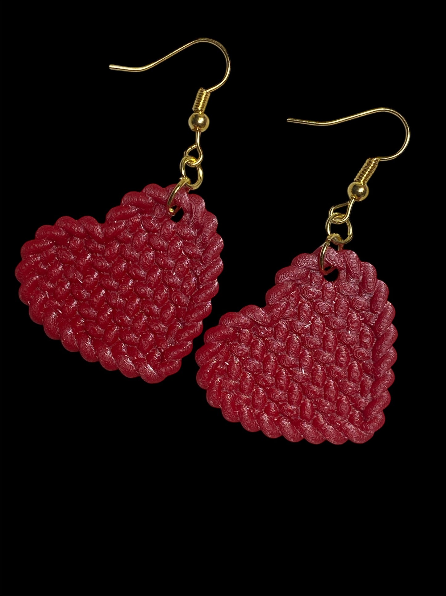 Heart Earrings Crochet-style